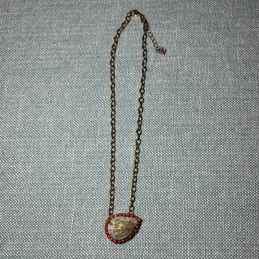 Gold and Orange Pendant Necklace